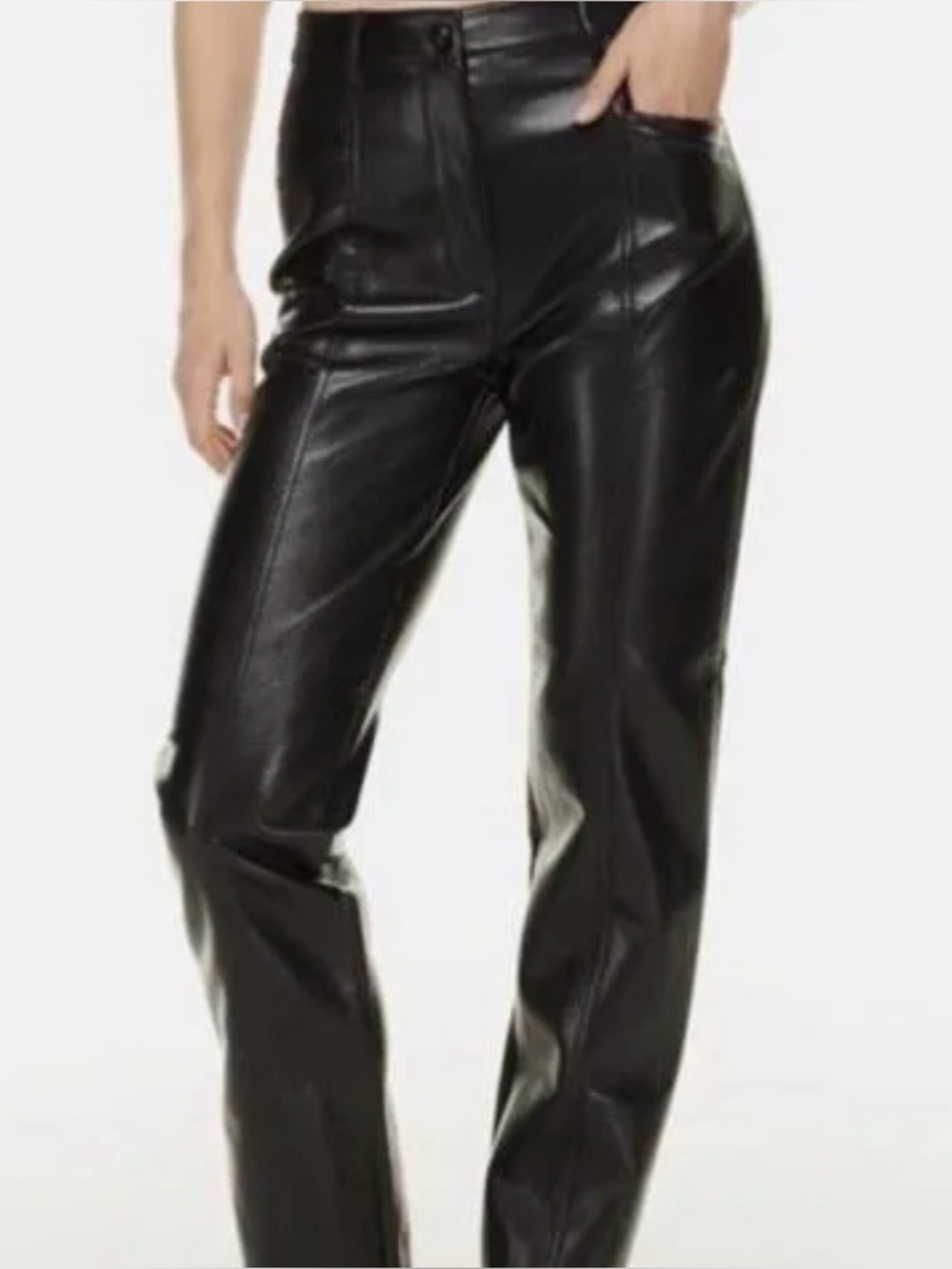 Aritzia Wilfred Black Straight Leg Faux Leather Pants SZ 0 NWOT